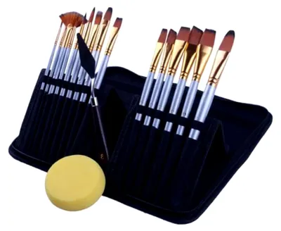 Produktbild von 15-teiliges Pinselset aus Nylonhaar mit Aufbewahrungskoffer für Acryl- und Ölmalerei