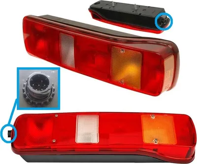 Image de Feu arrière droit Volvo FH FM FMX NH 9/ 12/ 16, 20565106, 20892370, 21063891, avec prise latérale ronde AMP | 2001-2012