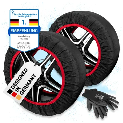 Produktbild von Heyner® Schneeketten I 14"-20" Textilschneeketten inkl. Handschuhe 205 55 R16, 225 55 R17, 215 55 R17-2er Set für Antriebsräder Anfahrhilfe Stoffketten Snowsocks aus Stoff 2 Stück