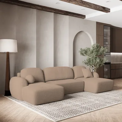 Produktbild von Masseno Ecksofa SAVONA N mit Schlaffunktion U-Form, Sofa mit Bettkasten, Wohnzimmersofa, Couch, Soffa, Bettsofa, Couchgarnitur- Beige, NOW OR NEVER 05