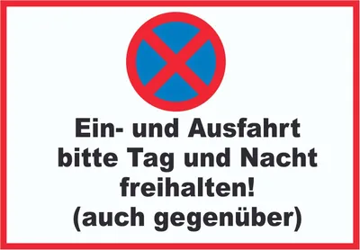 Produktbild von Parken verboten Ein- und Ausfahrt Tag und Nacht freihalten auch gegenüber Schild A5 Rückseite selbstklebend