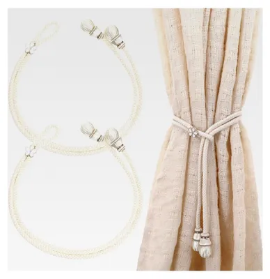 Produktbild von 2 Stück Vorhang Raffhalter Boho für Vorhänge, verstellbare Gardinenhalter in Beige