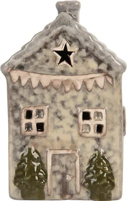 Immagine prodotto di Clayre & Eef Casa decorativa con LED 6x6x11 cm Vetroceramica grigia