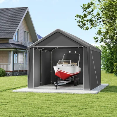 Obrázek produktu pro XINZI garážový stan Carport stanová garáž odolná proti zimě, hliníková, odolná proti UV záření a slunci, pro SUV, lodě, nákladní automobily, skladovací stany, venkovní akce, 3x4 m, šedá