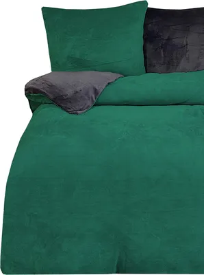 Produktbild von Winter Bettwäsche 155x220 cm Teddy Plüsch Nicki Uni grün warme Fleece Übergröße