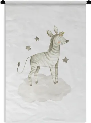 Produktbild von MuchoWow® Wandteppich Wandbehang Tiere - Zebra - Kinder 120x180 cm Tapisserie Dekoration Wandtuch - Schlafzimmer - Dekorationen für das Haus