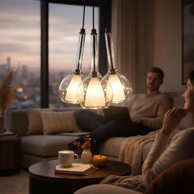 Produktbild von s.luce Belluna Glas-Pendelleuchte Cluster 3-flammig Klar Ø 14cm Rund
