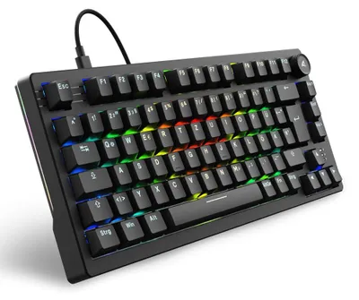 Produktbild von Sharkoon SGK25, 75%, Kabelgebunden, USB, QWERTZ, RGB-LED, Schwarz