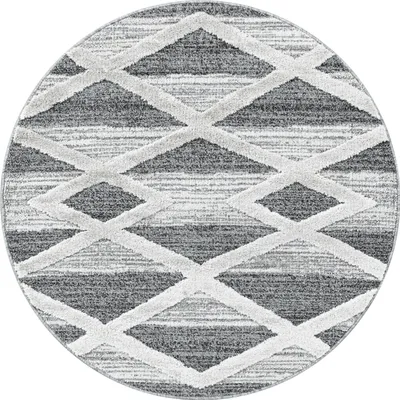 Produktbild von Homebyhome Teppich Wohnzimmer Hoch-Tief Effekt 3D Optik Skandinavische Boho Design Elegante Hochflor Teppich Flauschig, Grösse: 80 cm Rund
