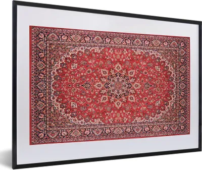 Produktbild von MuchoWow® Gerahmtes Poster Teppich - Perserteppich - Rot 60x40 cm - Poster mit Schwarzem Bilderrahmen Wandposter Rahmen Foto Bilder - Schlafzimmer - Plakat in Rahmen - Drucken