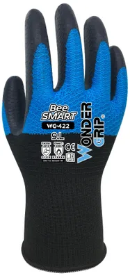 Obrázek produktu pro Wonder Grip WG-422 Bee-Smart pracovní rukavice černé, modré L/9 (blistrové balení po 2 ks)