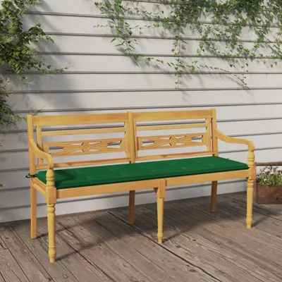 Produktbild von "im Angebot" Batavia-Bank 2-Personen - Parkbank - mit Grünem Kissen 150 cm Massivholz Teak - Gartenbänke CC3605
