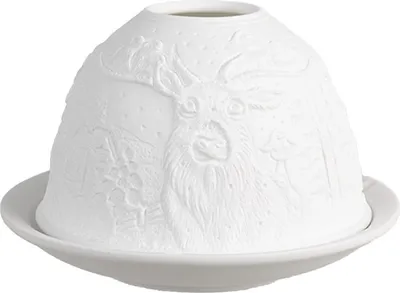Zdjęcie produktu dla Podświetlnik ceramiczny z motywem jelenia, biały, 12x8 cm, Clayre & Eef, model 6CE1834