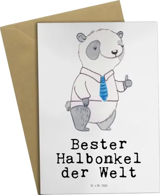 Produktbild von Mr. & Mrs. Panda babykarte Panda Bester Halbonkel der Welt - Weiß - Geschenk, osterkarten, dankeskarten, osterkarte, Stief, Geschenkidee, hochzeitskarten, Kleinigkeit