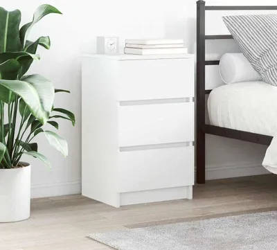 Obrázok produktu pre vidaXL Nočné stolíky s 3 zásuvkami 2 ks. Biely 39x35x65 cm