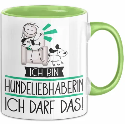 Produktbild von Geschenk für Hundeliebhaberin Tasse Lustige Geschenkidee Geburtstag Ich Bin Hundeliebhaberin Ich Darf Das (Grün)