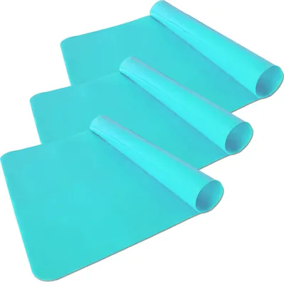 Produktbild von 3er Set Backmatte Silikon 60x40cm Backunterlage Silikonmatte Dauerbackfolie Dauerbackmatte Backpapier Lebensmittelecht Hellblau