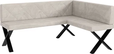 Produktbild von MEBLINI Eckbank für Esszimmer - Küchenbank - Essecke - Sitzecke Küche - ERIC - X-Beine 128x168x87cm Rechts - Beige Samt