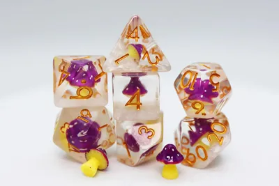 Image de Jeu de dés Foam Brain Games « Purple Mushroom » pour les jeux de rôle