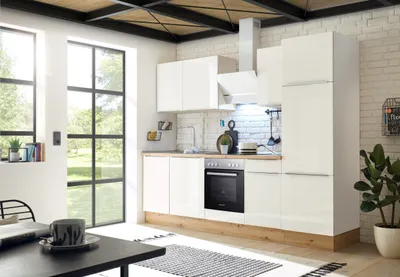Produktbild von Küche Küchenzeile Küchenblock Marleen Premium 280 cm Weiß Artisan Eiche Respekta