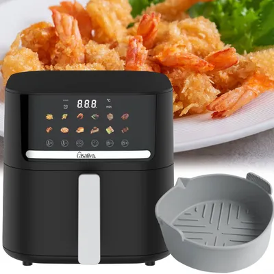 Produktbild von Premium Heissluftfritteuse mit 11 Koch-Programmen, 6,5 l, inkl. Silikonform, 1600 Watt - AirFryer mit LED Touch-Panel, matt schwarz, Antihaft