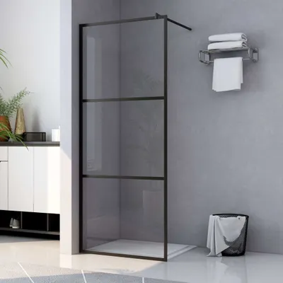 Produktbild von The Living Store Duschwand für Begehbare Dusche ESG-Klarglas Schwarz 115x195 cm