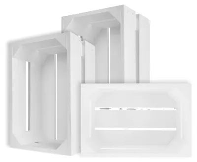 Productafbeelding van Creative Deco 3 x Natuurlijke Houten Kist Witte, 30 x 20 x 15 cm
