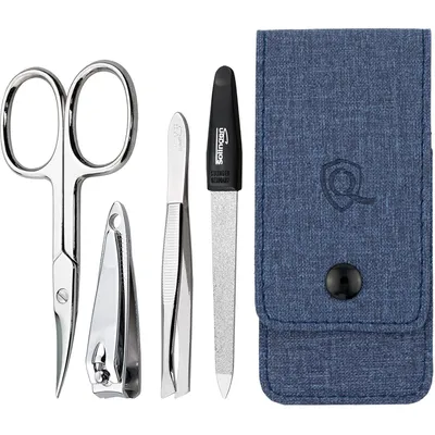 Produktbild von marQus Maniküre Set 4 teilig praktisch und kompakt- mit Feile aus Solingen, das praktische Nagelpflegeset für alle Fälle und Taschen, Reise Nageletui