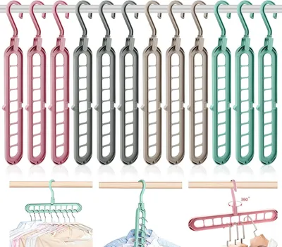 Immagine prodotto di Appendiabiti girevoli 9 in 1 salvaspazio - set di 12 (4 colori)
