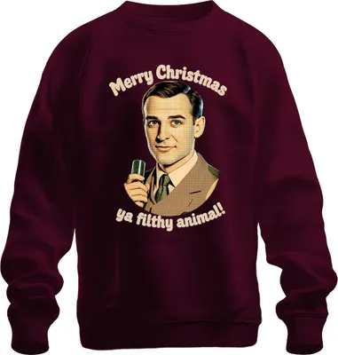 Obrázok produktu pre Merry Christmas ya filthy animal lustig Weihnachten Weihnachtsfilm Uni mikina Pullover, Burgundy, M