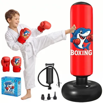 Produktbild von Aufblasbarer Boxsack für Kinder mit Boxhandschuhen