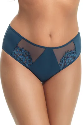 Produktbild von Gorsenia damenslip brazilian-typ unterhose spitze netz gemustert k609 pasadena, dunkelblau, s