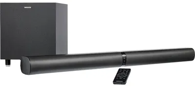 Image de MEDION P64150 2in1 Convertible Bluetooth TV Soundbar with Radio Subwoofer (Barre de son 2.1, 2 x 30 watts, 60 watts subwoofer, montage mural, HDMI ARC avec CEC, AUX, entrée optique)