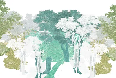 Produktbild von Tadessi Fototapete | Wald | 4.00 m x 2.70 m | Grün | Weiß | Wandbild | Digitaldruck
