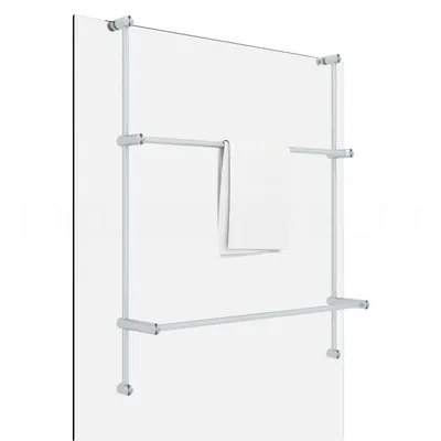 Produktbild von DEUSENFELD Edelstahl Handtuchhalter für Glaswand, Duschwand, für 4-10mm, 600x700mm, Handtuchstangen stufenlos verstellbar, 1 oder 2 Halter, matt geb.