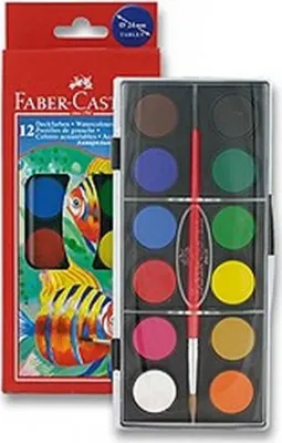 Obrázok produktu pre Vodové farby Faber-Castell, 12 farieb Faber-Castell