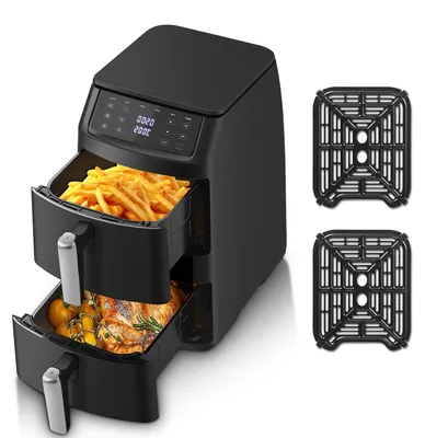 Heißluftfritteuse 11 l, 2 Körbe, 2500 W, 40-220 °C, 6 Funktionen