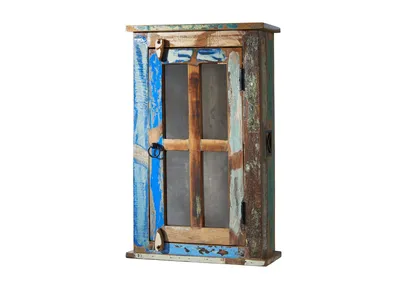 Image de MASSIVMOEBEL24 | Vitrine à suspendre 44x21 Bois de récupération laqué Multicolore NATURE OF SPIRIT #102