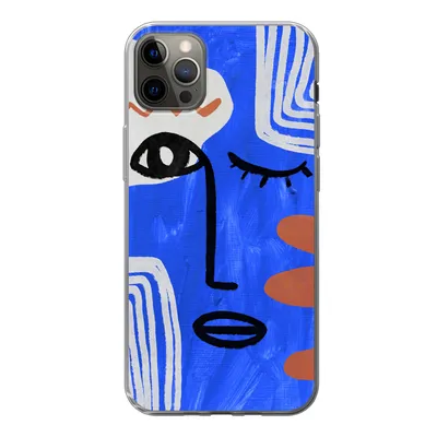 Produktbild von MuchoWow® Handyhülle Schutzhülle Hülle für iPhone 13 Pro Max Gesicht - Blau - Abstrakt Silikon Softcase Handy Hülle - Mobiltelefon