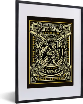 Produktbild von MuchoWow® MuchoWow® Gerahmtes Poster Astronaut - Retro - Zitat 30x40 cm - Poster mit zchwarzem Bilderrahmen - Wandposter Schlafzimmer
