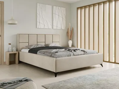 Produktbild von Polsterbett VENICE 120x200 mit Bettkasten | Metallrahmen Lattenrost inklusive Weicher Samt Stoff Beige Modernes Kopfteil Stabil Ohne Matratze