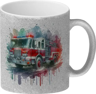 Produktbild von Feuerwehrauto Glitzer-Kaffeebecher