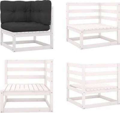 Image de vidaXL Canapé d'angle de jardin avec coussins en pin massif - Canapé d'angle - Canapés d'angle - Canapé d'angle en bois - Canapés d'angle en bois