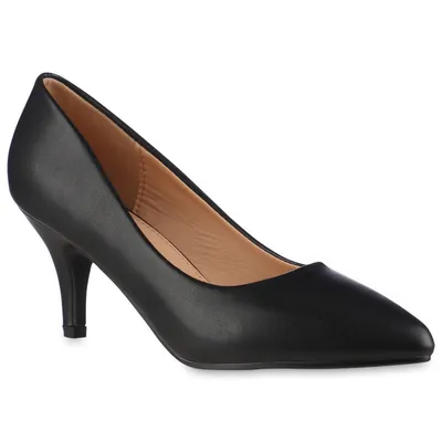 Produktbild von VAN HILL Damen Spitze Pumps Stiletto Klassische Kunstleder Abend-Schuhe 837833, Farbe: Schwarz, Größe: 41