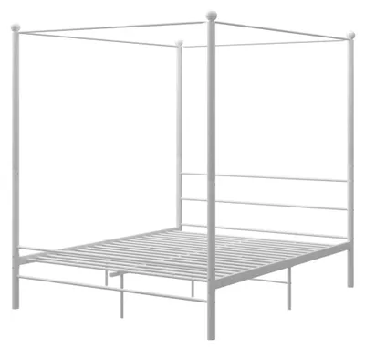 Produktbild von Metallbett Himmelbett Doppelbett Bettrahmen Bettgestell Lattenrost Schlafzimmermöbel Schlafzimmerbett Weiß 160x200cm