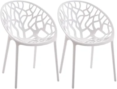 Produktbild von CLP 2er Set Gartenstühle Hope mit Lehne stapelbar wetterfest UV-beständig bis 150 kg weiß