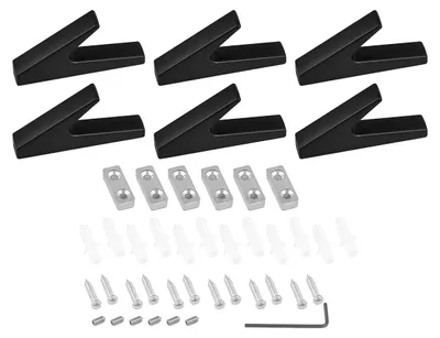 6er Set Wandhaken aus Aluminiumlegierung, schwarz, 79x44x15 mm