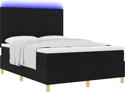 Produktbild von LED Boxspringbett mit Matratze Schwarz 160 x 200 cm Stoff