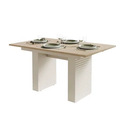 Produktbild von Ausziehbarer Tisch FLORENCE 140-180 cm, Eiche geölt / Kaschmir