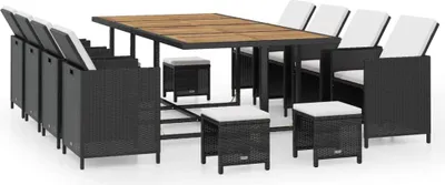 Produktbild von vidaXL 13-tlg. Garten-Essgruppe Poly Rattan Akazienholz Schwarz
